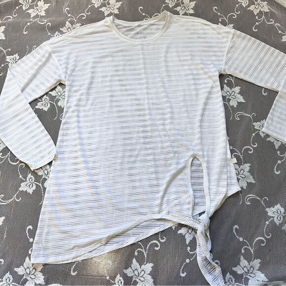 Lululemon Tie Your Practice Long Sleeve Top In White - Picture 10 of 13